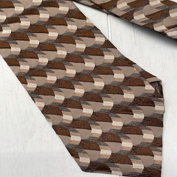 Ferragamo Silk Tie Mens Black Brown and Gray Handmade Made In Italy - Picture 4 of 8